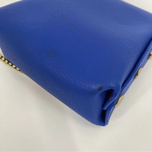 Women’s Royal Blue Teddy Bear Bag with Gold Chain - Picture 4 of 7